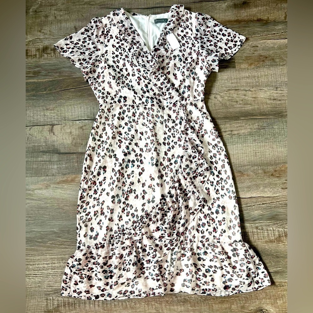NWT JACQUI E Dress Leopard Cheetah 10 Animal Print Black Pink White Office